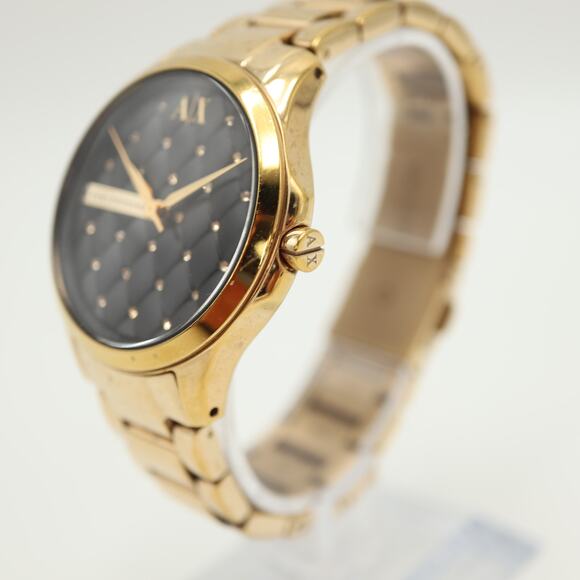Armani Exchange Womens Black Gold Tone Quilted Dial 36mm Watch  w New Battery - Picture 10 of 12